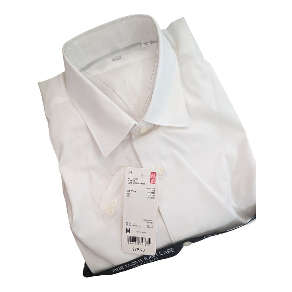 NWT@$30! ASIAN TAILORED WHITE SLIM FIT GORGEOUS DRESS SHIRT, IN PACKAGE! SZ M